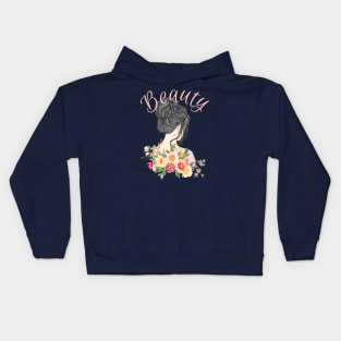 Feminine Charm: Black-Haired Woman Design Kids Hoodie